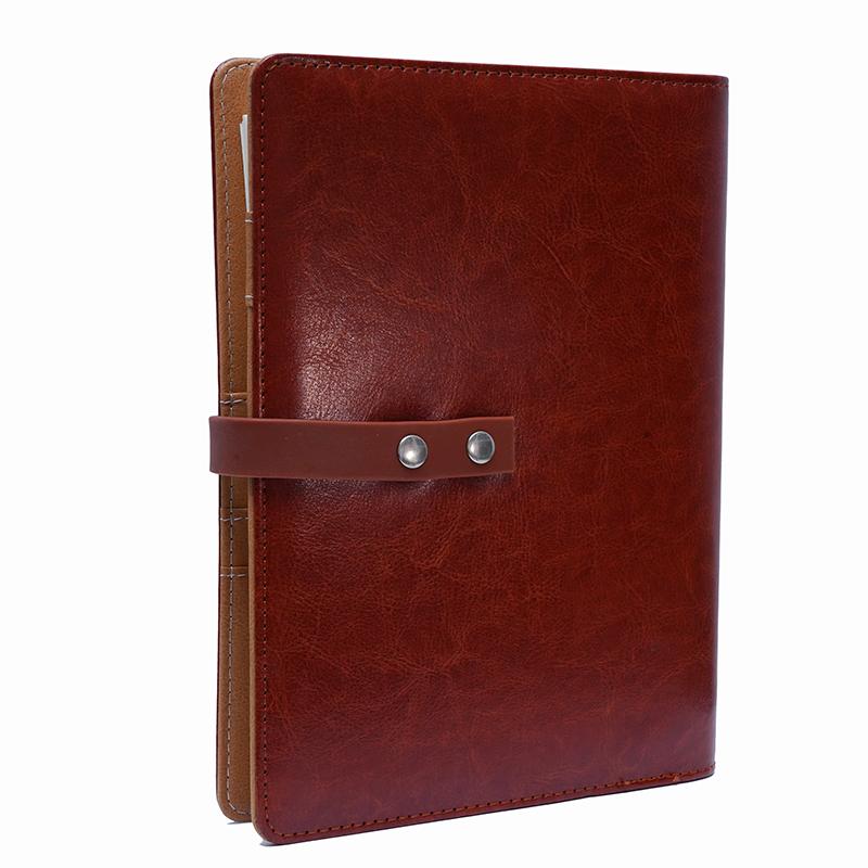 Pu Leather Notebook With Usb & Closing Flap With Card Holder And Pockets